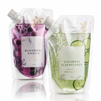Sachets transparents pour cocktails avec bouchon verseur, anti-fuite, pochettes souples verticales pour vin, cocktails, jus et autres boissons (Doypack)