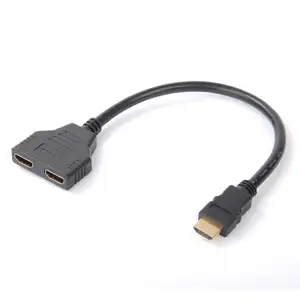 Câble HDMI plaqué or, OEM, 1 entrée, 2 sorties, répartiteur HDMI, 1x2, pièces