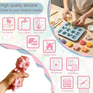 Molde de Silicona Personalizado para Caramelos con Forma de Flor, OEM, 4 Formas: Rosa, Tulipán, Mariposa, Lazo, Molde para Chocolate, Venta al por Mayor, Libre de BPA, Fábrica LFGB - Product Image 4