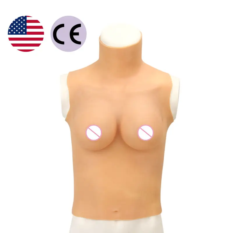 ONEFENG TC3 खींचें रानी स्तन उच्च गर्दन आधा आस्तीन अत्यधिक Crossdresser यथार्थवादी सिलिकॉन या कपास भरने के लिए एक टुकड़ा