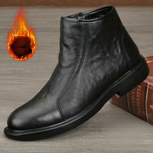 Men Ankle Bootie Toe Genuine Leather Plush Lining Warm Rubber Outsole EVA Midsole Breathable Fashion Casual Winter - Product Image 1