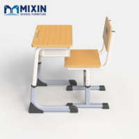 Nouveau mobilier scolaire philippin en panneau multicouche sur mesure, ensemble bureau et chaise individuels en bois pour salle de classe