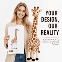 Fabricant de peluches mascotte girafe personnalisées OEM ODM Vente en gros Poupée réaliste en peluche pour mascottes de marque et articles cadeaux