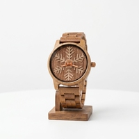Boîtier en bambou Ruirui, montre en bois simple et élégante, ingéniosité, flocon de neige sculpté convexe et concave, mouvement à quartz pour aiguilles, 3 ATM