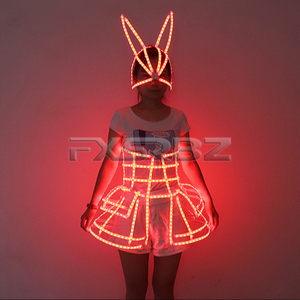 Stage Show LED Cage <strong>Corset</strong> Girls LED <strong>Tutu</strong> <strong>Dress</strong> Ladies Light up Clothing Suit Bar Nightclub DanceLED Costume - Product Image 1