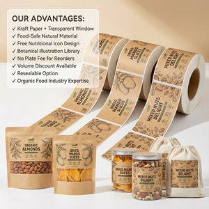 Étiquette personnalisée pour emballage de fruits secs, autocollant en papier kraft auto-adhésif avec icônes nutritionnelles pour sacs de collations - Product Image 5