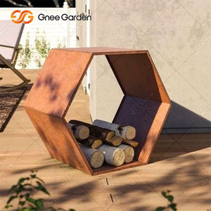 Décoration de jardin en acier corten assemblage de métal rouillé stockage de bois empileur de bois - Product Image 5