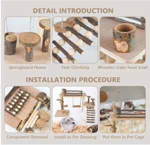 İki katmanlı ahşap oyun alanı aktivite platformu köprü Modern tasarım elma ahşap çiğneme oyuncaklar küçük evcil tırmanma oyuncaklar için - Product Image 6