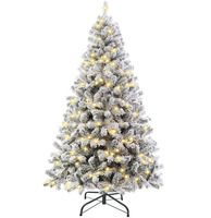Premium Artificielle LED Blanc Chaud Lumières Neige Floqué PVC Personnalisé 6ft Maison Décoré Arbre De Noël