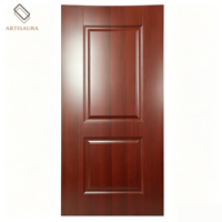 Plaque de porte en mélamine moulée à chaud, panneau MDF 2 panneaux, texture grain de bois, imperméable, pré-finition, feuille de revêtement de porte