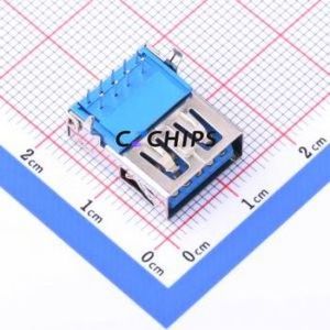 HC-ST-003-01-Z USB Connector Bent Lead Through Hole Connector Type-A USB 3.0 Female Right Angle Insert - Product Image 1