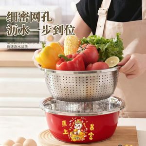 Tazón para mezclar de acero inoxidable de 20-32 cm, multifunción, para amasar masa, ensaladas y sopas, con tapa. - Product Image 3