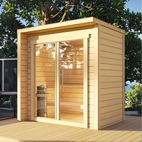 Sauna extérieur multi-personnes en bois de cèdre rouge et salle de vapeur sèche infrarouge à vendre, avec douche