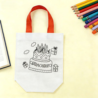 Sac fourre-tout en tissu non tissé pour enfants, idéal pour le bricolage, la peinture, le coloriage et le graffiti, sac de courses pour stand de marché
