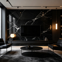 Dalle murale en pierre frittée de marbre noir grec de 6 mm, 1200x2700 mm, polie noire