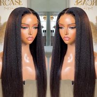 Wig Rambut Asli Manusia 250 Density Kinky Straight 13x6 13x4 HD Untuk Lace Frontal 30 Inch 360 Full Lace Front Wig Yaki Straight Tanpa Lem