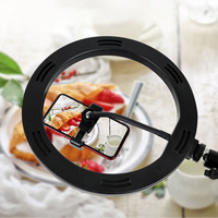 Lampu cincin Led 10 inci dengan dudukan Tripod, cahaya Overhead dapat disesuaikan perhiasan makanan Makeup Live Streaming