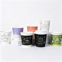 Gobelets en papier à café noirs jetables avec logo personnalisé, estampage à chaud doré, imperméables, 12 oz, 16 oz, double paroi, en papier épais pour boissons chaudes