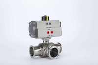 Pour les médias de gaz OEM personnalisable mandrin sanitaire à connexion rapide vanne à boisseau sphérique à 3 voies SUS304/SUS316L manuel d'actionneur pneumatique