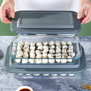 Plaques en verre borosilicate de haute qualité, plateaux de cuisson pour micro-ondes, récipients de stockage en verre pour raviolis, <span class=keywords><strong>accessoires</strong></span> de cuisine - Product Image 1