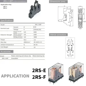 8Pin 2rs-f loạt điện tử micro điện từ tiếp sức dẫn đèn 10A 8 pins cuộn dây DC 24V AC220V ô tô tiếp sức