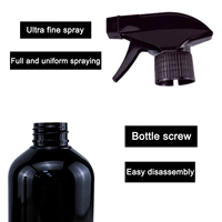 Bouteille pulvérisateur en plastique HDPE de 500 ml (16 oz) noir mat, rechargeable, avec impression sérigraphique pour agent de revêtement automobile et savon liquide
