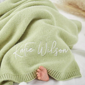 Couverture personnalisée pour bébé en gros, couverture en tricot avec broderie personnalisée, nom sur la couverture, 100% coton, couverture en tricot - Product Image 5