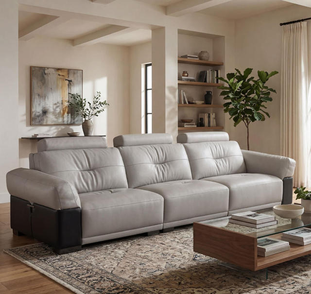 Modern Luxury Leather Leisure Sofa Two Tone Design Couch High Density Sponge Cushion Durable for Urban Luxury Home Living Room