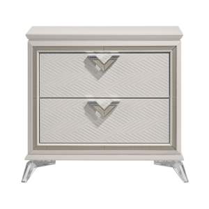 DB Luxury Modern Bedroom Furniture 1pc Antique White Solid Wood Nightstand with <b>2</b>-<b>Drawers</b> <b>Storage</b> for Apartment Use - Product Image 2