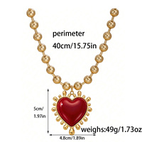 Collier ras du cou en acier inoxydable plaqué or 18 carats avec chaîne perlée et pendentif cœur en résine épaisse, vente en gros d'usine