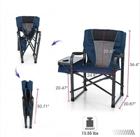 Chaises de réalisateur pliantes extérieures en gros d'usine avec tables et blocs de glace sur le côté
