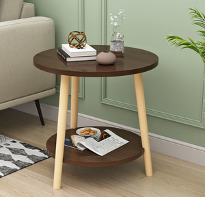 Mesa auxiliar de madera para sala de estar, mesa de centro con bandeja redonda y pata de madera sólida, moderna, escandinava, precio de fábrica - Product Image 3