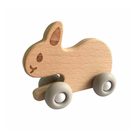 Jouet en bois Montessori en gros : Voiture animale à pousser pour bébé, jouet éducatif de préhension