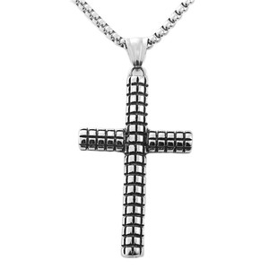 Stainless Steel <b>Cross</b> Pendant Necklace Men's Geometric Design Punk Style Fashion Jewelry 19mm - Product Image 3