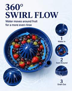 Multicolor <b>Ceramic</b> Berry Washing Bowl Self Spinning Fruit Washer Draining Colander for Kitchen Produce Cleaning - Product Image 6