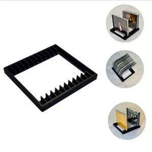 Cd Storage Rack 12 Compartments Desktop <b>Plastic</b> Cd <b>Disc</b> Album Organizer Black White Red - Product Image 3