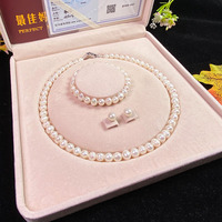Collier de perles Mama Ensemble de boucles d'oreilles et bracelets Cadeau de fête des mères Collier de perles d'eau douce Collier ras du cou à chaîne de perles baroques