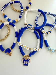 Trò Chơi Ngày Học Tinh Thần Thể Thao Quyến Rũ Đồ Trang Sức Đất Sét Hạt Căng Vòng Đeo Tay Ngăn Xếp Vòng Đeo Tay Bóng Đá Thiết Lập Với Mũ Bảo Hiểm Jersey Quyến Rũ - Product Image 2