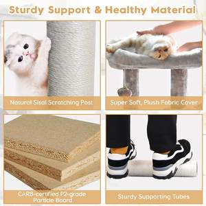 猫树塔，剑麻覆盖的猫抓挠柱顶部舒适的公寓和蓬松的球，适合小猫和成年猫马Stable - Product Image 6