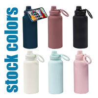 Botella de Agua Aislada de Acero Inoxidable 304, Libre de BPA, Ecológica, con Soporte Magnético para Teléfono Celular, Color y Logotipo Personalizables, para Gimnasio y Camping