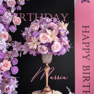 Ensemble de décoration d'anniversaire à thème Fournitures de fête Toile de fond pour réception de mariage Fleurs artificielles en soie Arche de fête violette - Product Image 4