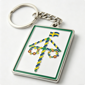 Porte-clés personnalisé en alliage de zinc émaillé souple, motif Maypole d'été, plaqué nickel, style vintage, souvenir de festival pour touristes - Product Image 4