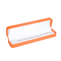 Boîte à bijoux de luxe en cuir PU orange, logo personnalisé, rectangle, emballage cadeau pour la Saint-Valentin, bague, collier, bracelet, boucles d'oreilles