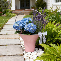 Prix usine 3.8 gallons bonne qualité galvanisé métal plancher fleur seau avec poignée argent rustique pour la maison jardin