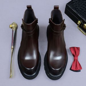 Bottes Oxford montantes en cuir faites à la main pour hommes, antidérapantes, confortables, de luxe et de haute qualité, pour affaires - Product Image 2
