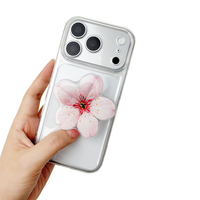 Support de téléphone rétractable en forme d'orchidée en résine époxy acrylique, vente directe d'usine, motif fleur de cerisier