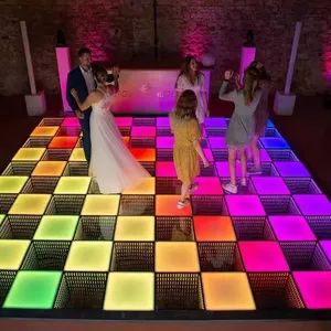 3D Infinity gương video ánh sáng Matte LED Dance Floor 50*50cm Led sàn nhảy múa tấm gạch