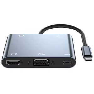 Mới 5 Trong 1 TYPE-C Để HDMI + <span class=keywords><strong>VGA</strong></span> + AV + USB3.0 + Pd USB Hub <span class=keywords><strong>Adapter</strong></span> Cho Máy Tính Để Bàn Truyền Hình Máy Chiếu - Product Image 5