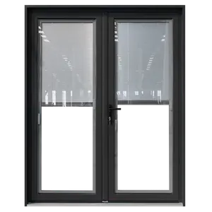 USA Certified Energy-Saving Aluminum Casement Door With Blinds Inside Grill Design Double Pane Aluminum Door