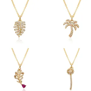 Coconut Tree Pendant Luxury Necklace Ins Niche Design Pentagram Leaf Charm Friendship Chain Fashion Jewelry Necklaces For Women